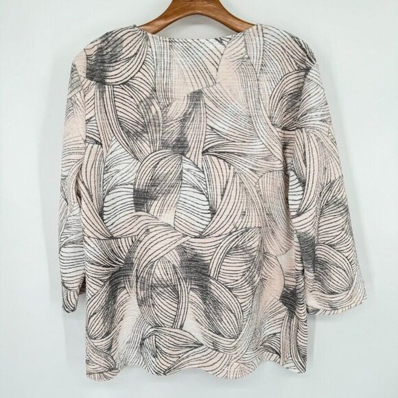 Chico's 2 Easywear womens knit Cardigan Jacket pink gray Crinkle size large - Picture 10 of 11